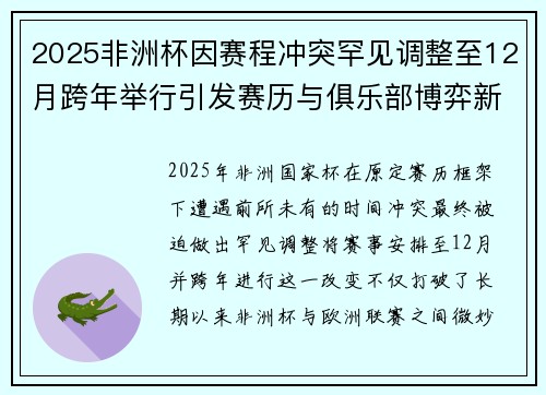 2025非洲杯因赛程冲突罕见调整至12月跨年举行引发赛历与俱乐部博弈新局面 2025非洲杯因赛程冲突罕见调整至12月跨年举行引发赛历与俱乐部博弈新局面